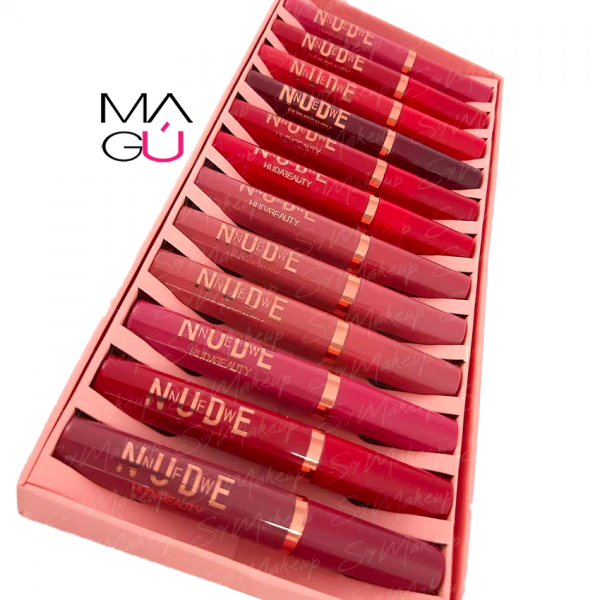 NEW NUDE CAJA 12 LABIALES LÍQUIDOS MATE MAGÚ ECUADOR