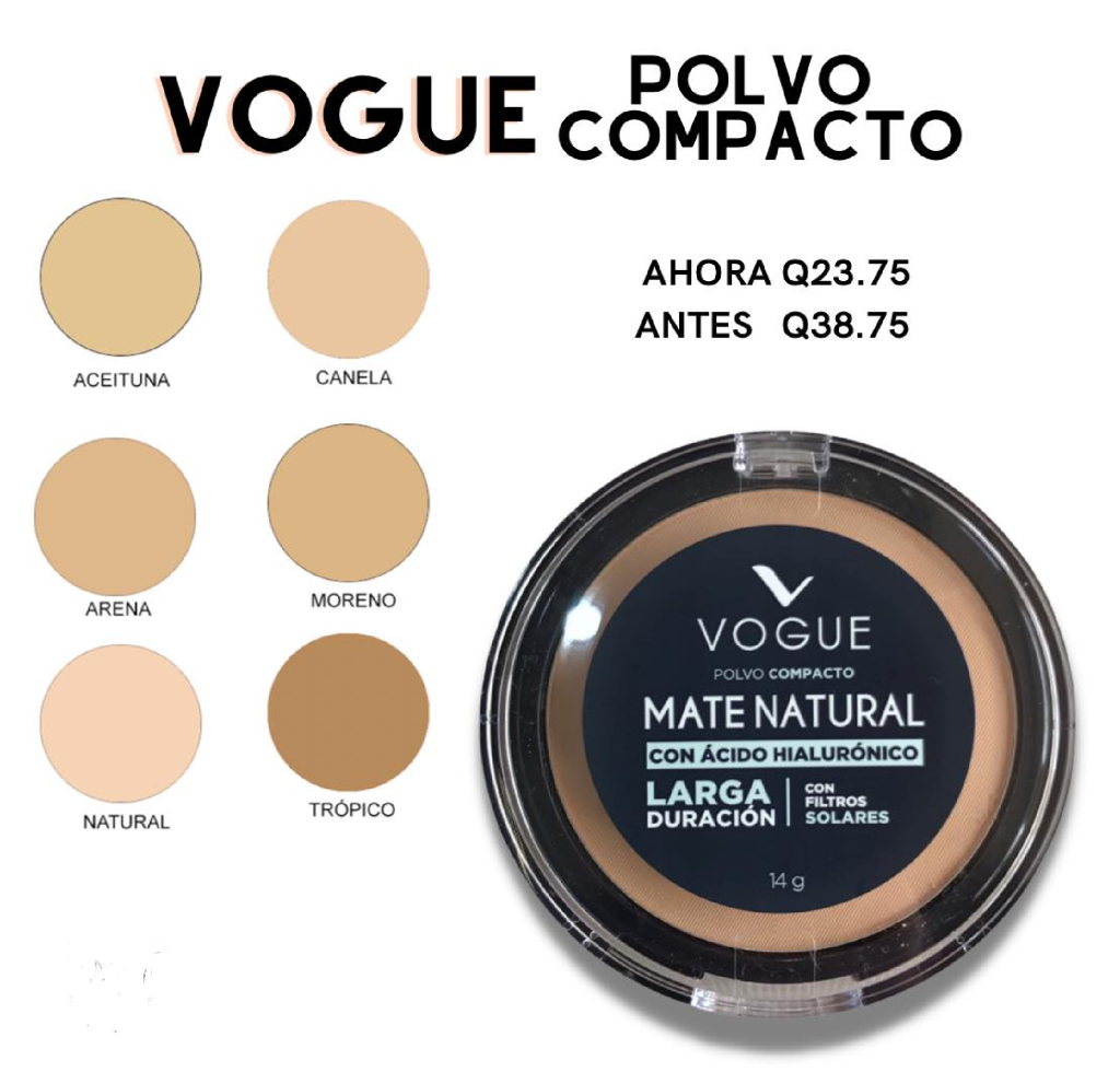 Polvo Compacto Vogue Mate Natural Cido Hialur Nico Mag Ecuador